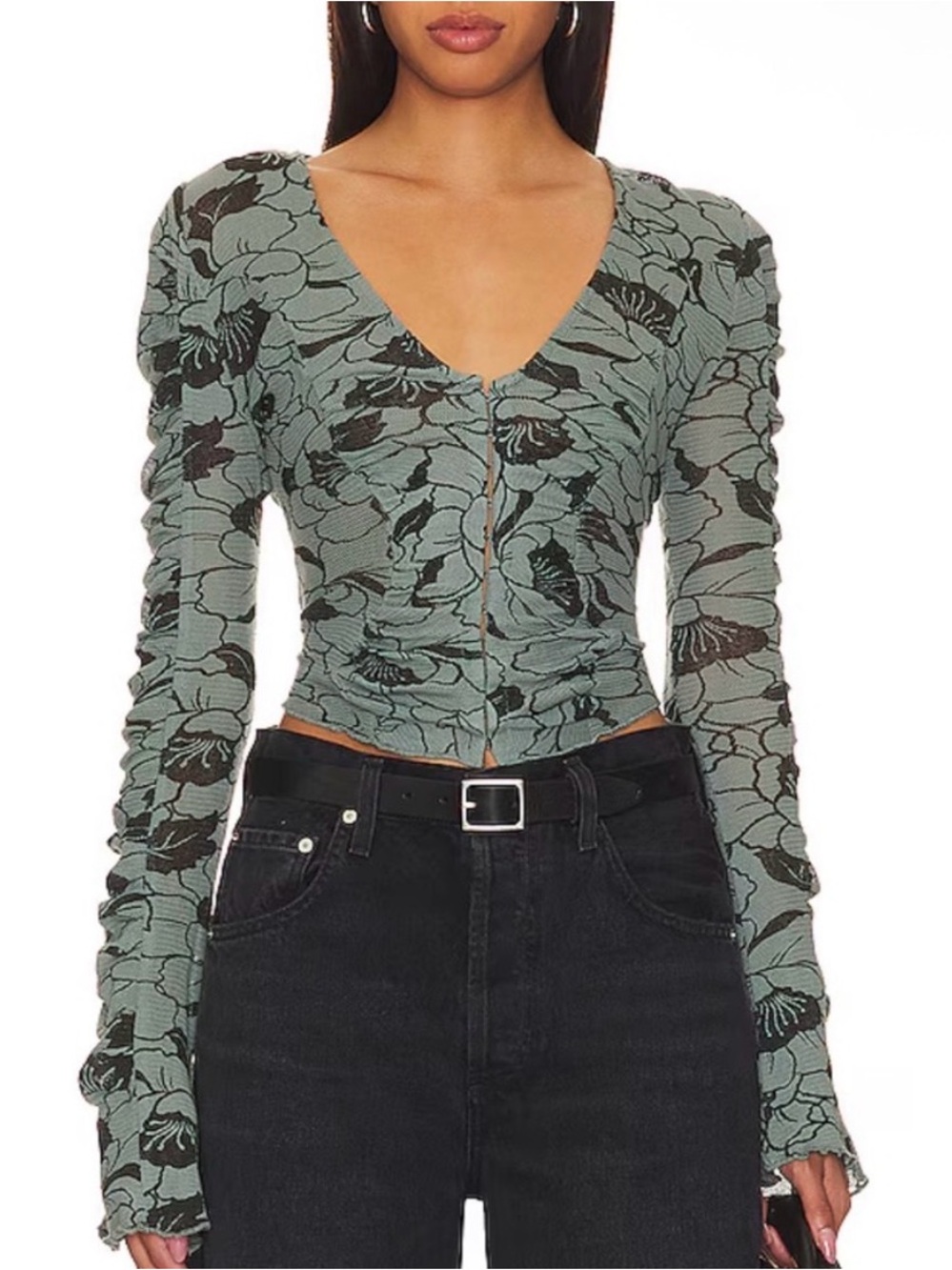 NWT Free People Through The Meadow Top in Steel Sea Combo 
Size Medium